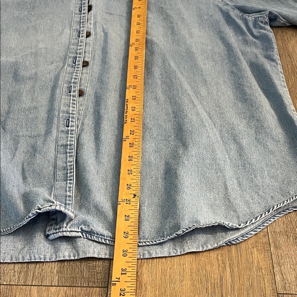 Susan Bristol Light Blue Denim Shirt Embroidered Collar Button Front Size 3W - Picture 3 of 7